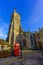 Church of St. John the Baptist, red phone box, Cirencester