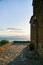 Church of St. John the Theologian at Kaneo, panoramic view at sunset, Ohrid, North Macedonia