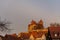 The church St. Servatii on the castle mountain in Quedlinburg, Germany in golden morning sunlight