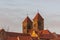 The church St. Servatii on the castle mountain in Quedlinburg, Germany in golden morning sunlight