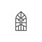 Church stain glass window outline icon