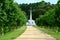 Church Steeple Dirt Road Lined with Trees