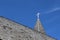 Church Steeple and Wood Shingle Roof with a Cross