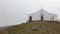 The church on top of Croagh Patrick in the mist.