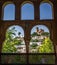 Church on top of hill in Granada, seen from the windows of the Alhambra