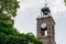 Church tower with bell tower and clock