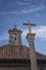 Church tower, campaign and cross in Candelario, Salamanca, Castilla Leon, Spain, Europe.