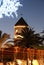 Church tower and Christmas decorations, Fuengirola, Spain.