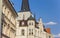 Church tower and historic houses in Weimar