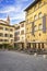 The church tower view in the street in Florence in Italy in summ