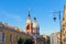 Church towers rising above buildings in ST. Petersburg, Russia