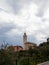 Church view from street in nature in Italy