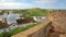 The church and the village of Castro Marim viewed from the castle and with Sao Sebastiao fort in the background, Castro Marim, Alg