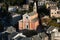 Church in the village of Nonza ,corsica ,France ,landscape typical corsican town .view from above