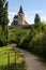 Church and vineyards of Saint-Jacques-le-Major in Hunawihr, Alsace France