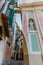 Church wall statue and street view in the beautiful village of Dolceacqua, Italy