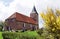 Church in Westerhever in spring, Schleswig-Holstein