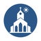 Church white glyph with color background vector icon which can easily modify or edit