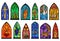 Church windows cartoon set icon. Isolated cartoon set icon cathedral mosaic.Vector illustration church windows on white