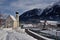 Church in winter land scape in bach voralberg austria