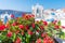 Churches and blue cupolas of Oia town at Santorini, Greece