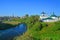 Churches at river Kamenka in the central part of Suzdal, Russia