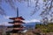 Chureito Pagoda, Fujiyoshida, one of the most famous views of Mount Fuji and Japan with cherry blossoms known as sakura