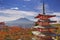 Chureito pagoda and Mount Fuji, Japan in autumn