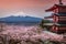 Chureito Pagoda with sakura & Beautiful Mt.fuji View