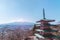 Chureito Pagoda shrine winter Fuji mount in Background
