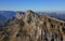 Churfirsten range seen from mount Chaeserrugg. Visible rock layers.