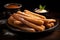 Churro with cinnamon sugar tasty dessert background