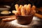 Churro with cinnamon sugar tasty dessert background