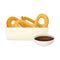 Churros from Choux Pastry with Hot Chocolate as Spanish Cuisine Dessert Served on Plate Vector Illustration