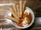 Churros with Ice cream and caramel