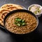 Chutney In A Bowl Next To Chapati Bread - High Resolution Stock Photo