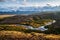 Chuya River in the Kurai steppe, the North Chuysky Range on the horizon