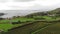 ChÃ¡ Gorreana plantation near the Atlantic Coast in S. Miguel Island, Azores, Portugal - Fly-over Aerial shot