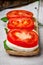 Ciabata with mozzarella, tomato and basil