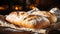 Ciabatta bread, Italian delight. Rustic, with crisp, flour-dusted crust, and soft, airy interior