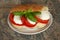 Ciabatta Bread Sandwich with Tomatoes and Mozzarella Chese