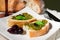 Ciabatta, pesto and olives