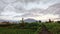 Cianjur, Indonesia, february 2,2024,rice fields and gede mountains  in cianjur