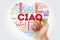 Ciao Hello Greeting in Italian heart word cloud