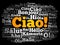 Ciao Hello Greeting in Italian word cloud