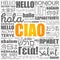 Ciao Hello Greeting in Italian word cloud