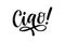 CIAO text. Informal word for hello, goodbye. Slang. Ciao Brush calligraphy phrase. Vector illustration