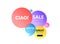 Ciao welcome tag. Hello invitation offer. Discount offer bubble banner. Vector