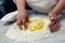 The ciaramicola is a typical Umbrian Easter cake; it is a donut-shaped cake, red in color with white icing and colored topping spr