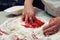 The ciaramicola is a typical Umbrian Easter cake; it is a donut-shaped cake, red in color with white icing and colored topping spr